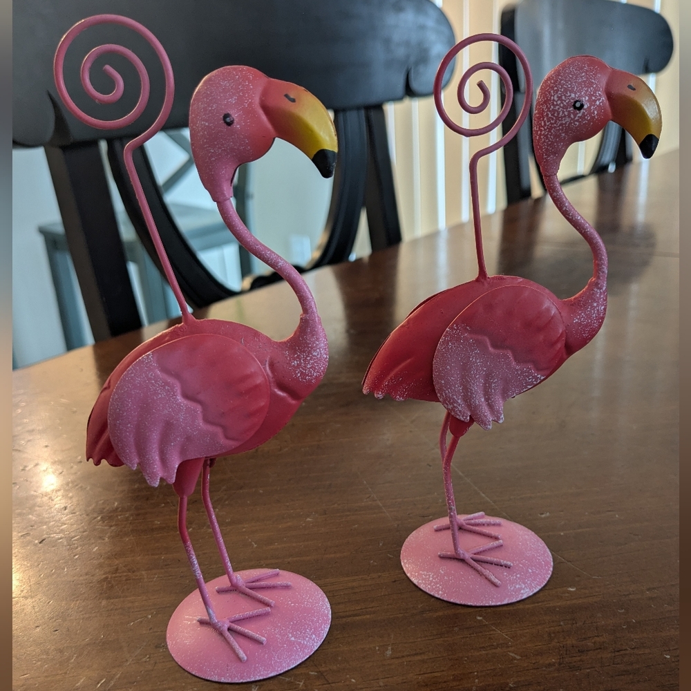 🦩Set Of Two Pink Flamingo Metal Picture Holders - Picture 3 of 3